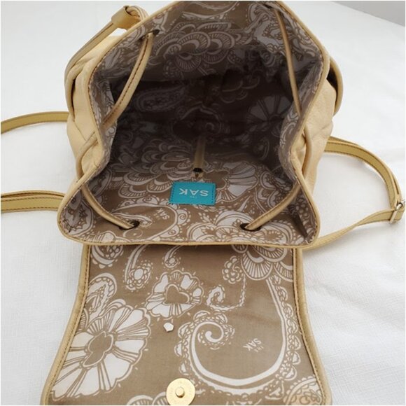 The Sak Yellow Pebble Leather Backpack Purse Cottagecore Urban Chic - Picture 7 of 12